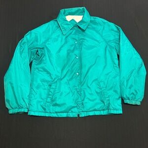 Vintage Current Seen Teal Coaches Jacket Women Medium Snap Front Windbreaker